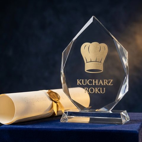 Kryształowa statuetka Kucharz Roku z dyplomem